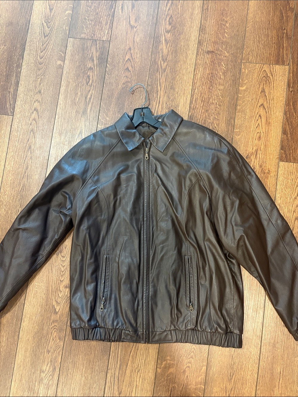 Preston & York Dark Brown Leather Bomber Jacket